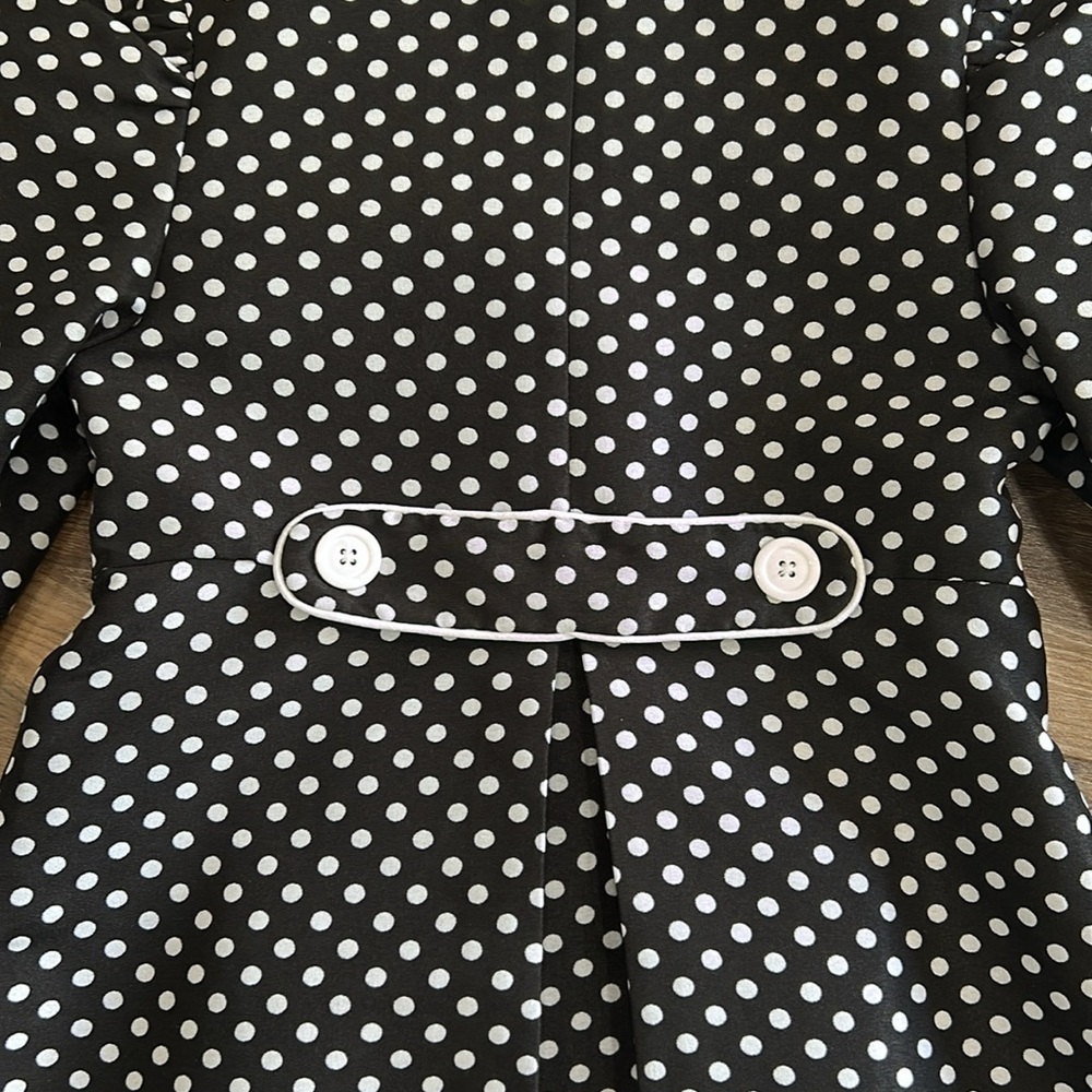 BONNIE Jean Black & White Polka Dot Coat Size 10 - Picture 11 of 12